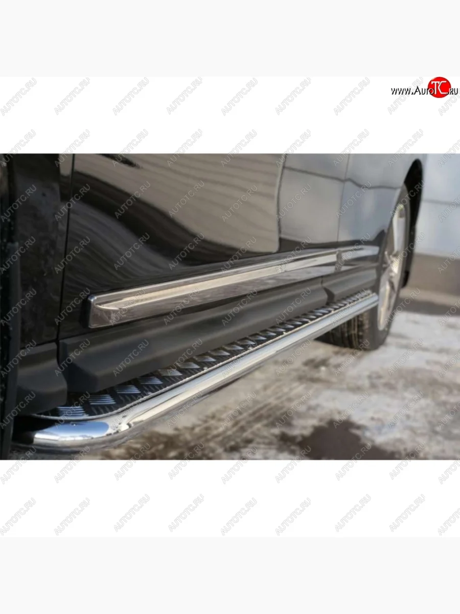 Защита порогов из круглой трубы диаметром 42 мм SLITKOFF v2 Nissan Qashqai 2 J11 дорестайлинг (2013-2019)  в Перми Пермском крае