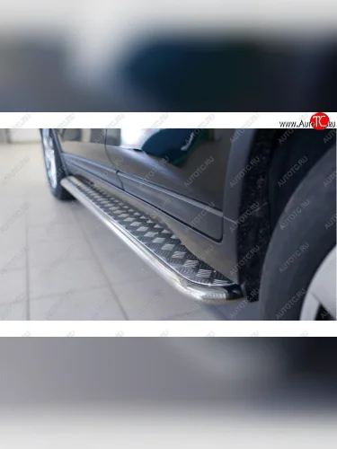 Защита порогов из круглой трубы диаметром 42 мм SLITKOFF v2 Nissan X-trail  3 T32 (2017-2022) рестайлинг