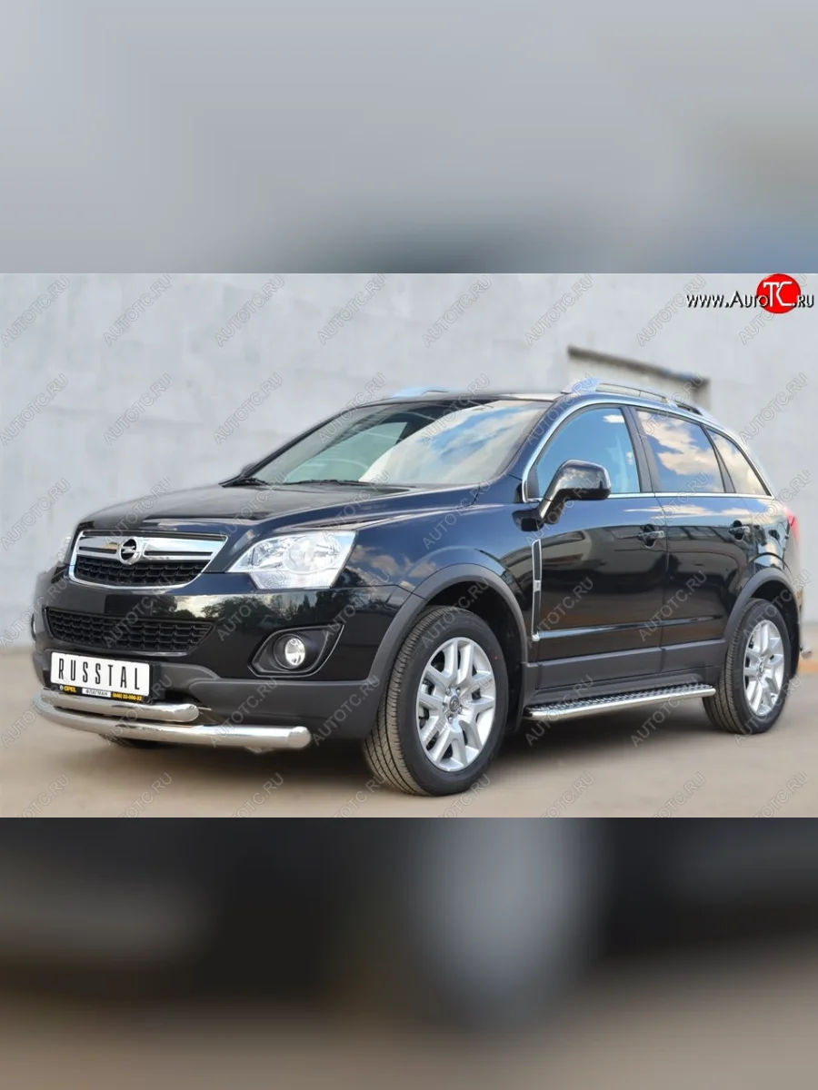 Защита порогов из круглой трубы диаметром 42 мм SLITKOFF v2 Opel Antara рестайлинг (2010-2015)  в Перми Пермском крае