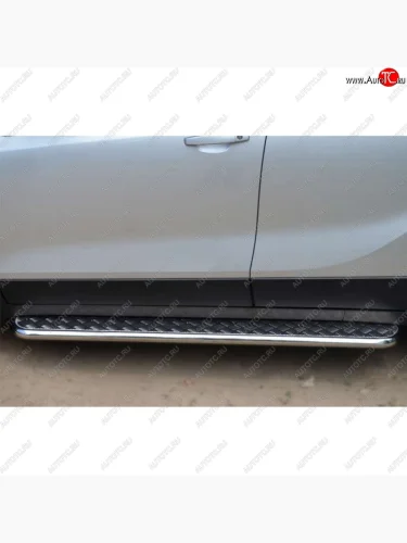 Защита порогов из круглой трубы диаметром 42 мм SLITKOFF v2 Opel Mokka  дорестайлинг (2012-2016)