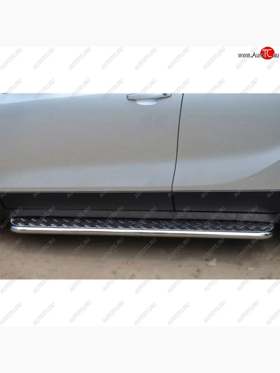 Защита порогов из круглой трубы диаметром 42 мм SLITKOFF v2 Opel Mokka  дорестайлинг (2012-2016)  с доставкой в г. Керчь