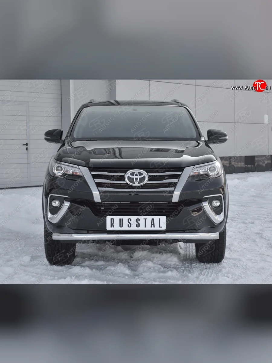 Защита переднего бампера (Ø63 мм, нержавейка) SLITKOFF  Toyota Fortuner (2015-2020) AN160  в Самаре Самарской области