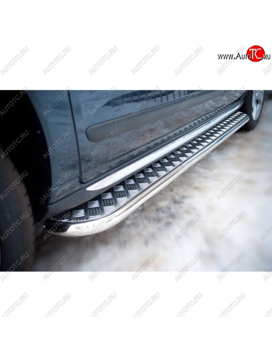 Широкая защита порогов с трубой диаметром 42 мм SLITKOFF v2  Peugeot 3008 (2013-2017)  В Кинешме Ивановской области