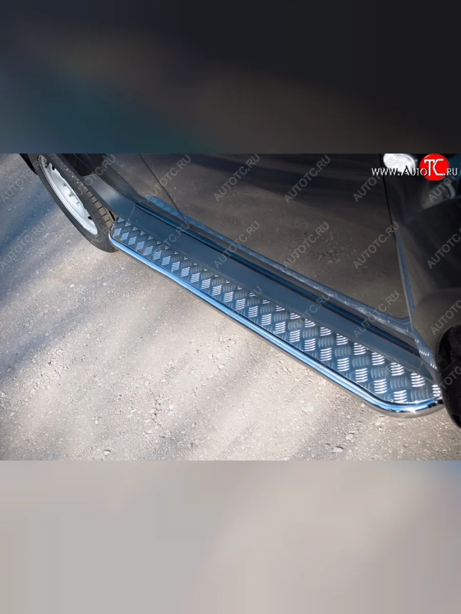 Широкая защита порогов из трубы диаметром 42 мм SLITKOFF v2 Renault Duster HS дорестайлинг (2010-2015)  в Самаре Самарской области