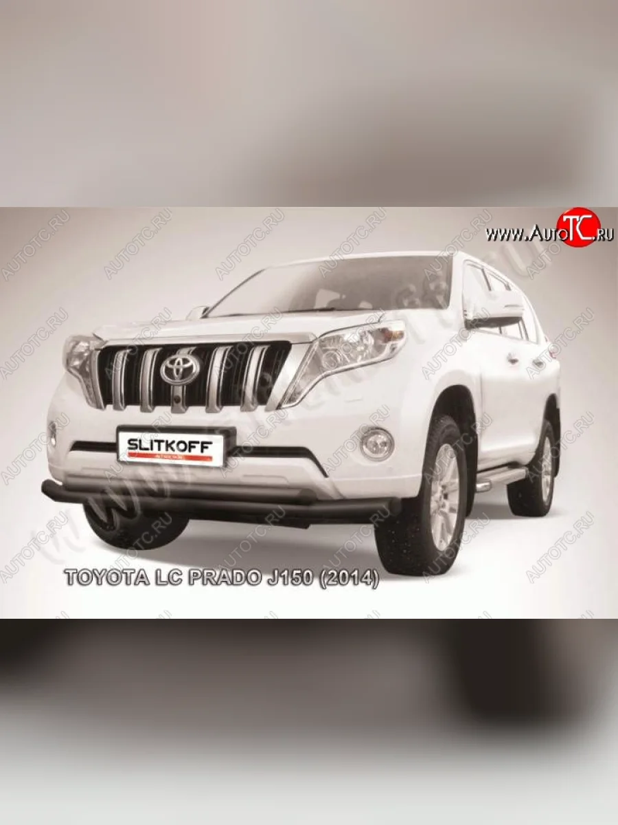 Защита переднего бампер Slitkoff  Toyota Land Cruiser Prado (2013-2017) J150 (Цвет: серебристый)  в Самаре Самарской области