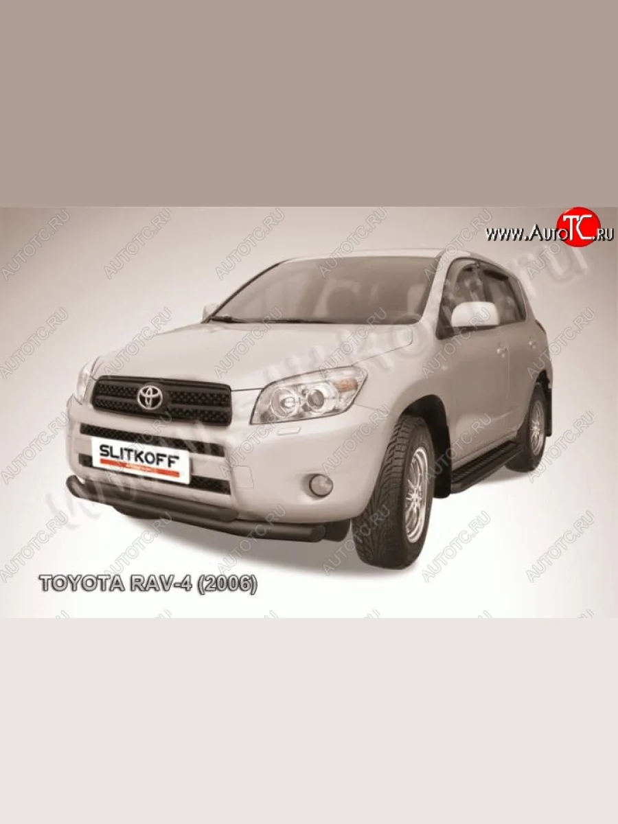Защита переднего бампер Slitkoff Toyota RAV4 XA305 5 дв. дорестайлинг (2005-2009) (Цвет: серебристый)  в Керчи Республика Крым