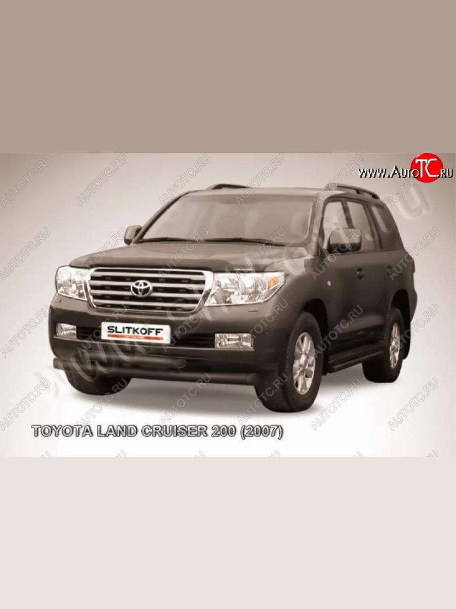 Защита переднего бампер Slitkoff  Toyota Land Cruiser (2007-2012) 200 (Цвет: серебристый)  в Самаре Самарской области