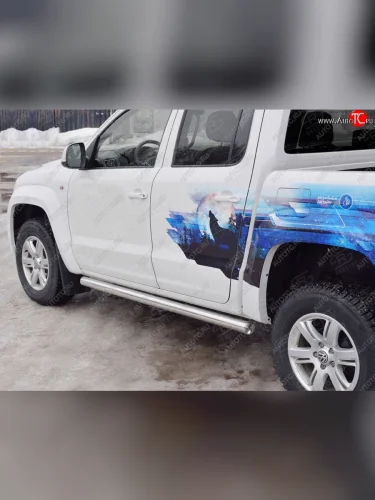 Пороги труба d76 (v3) SLITKOFF Volkswagen Amarok (2016-2022) рестайлинг