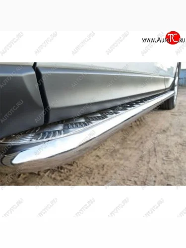 Широкая защита порогов с трубой диаметром 42 мм SLITKOFF v2 Subaru Forester  SJ (2012-2016) дорестайлинг