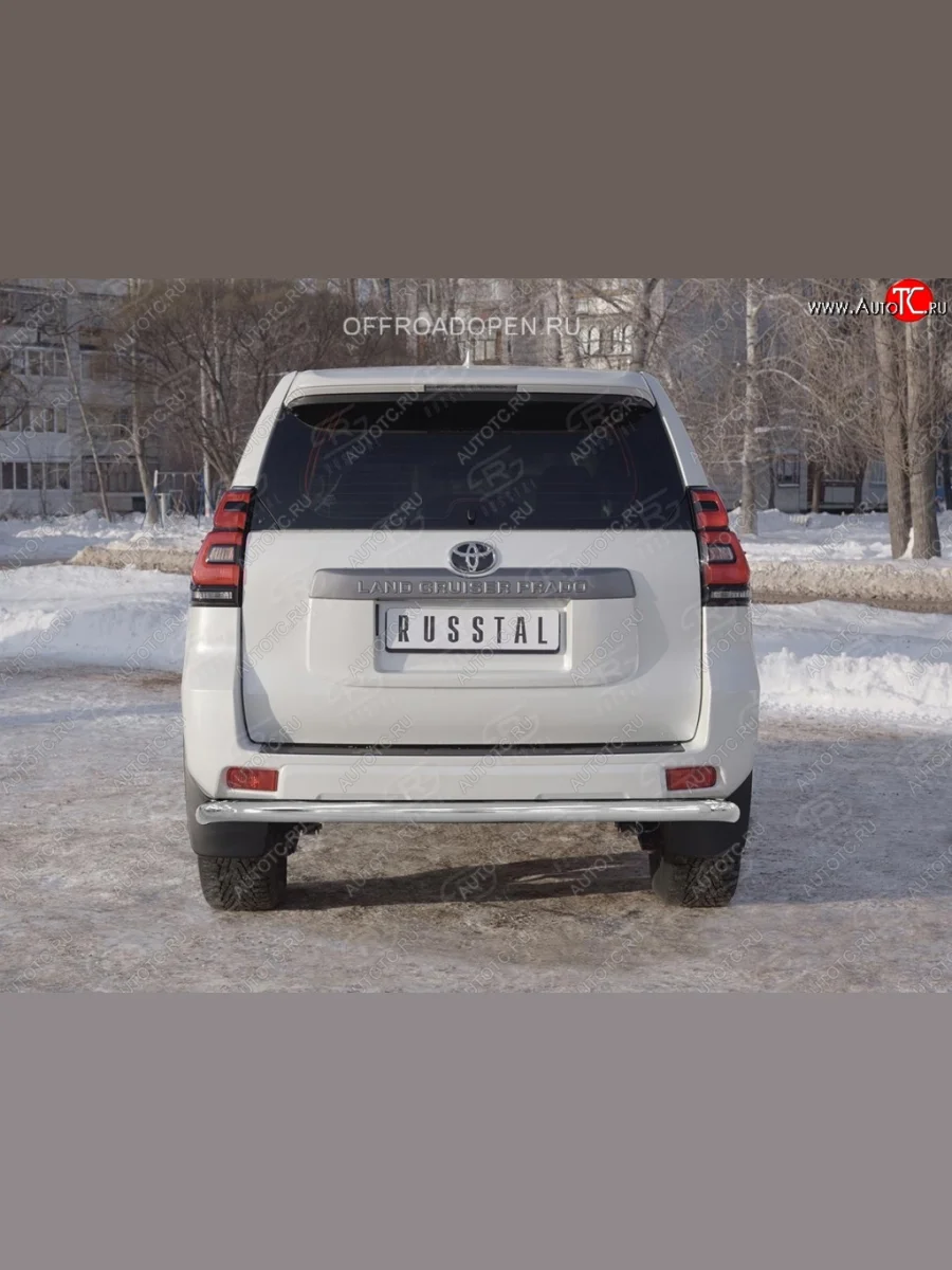 Защита заднего бампера (Ø63 мм, нержавейка) SLITKOFF  Toyota Land Cruiser Prado (2017-2020) J150  В Кинешме Ивановской области