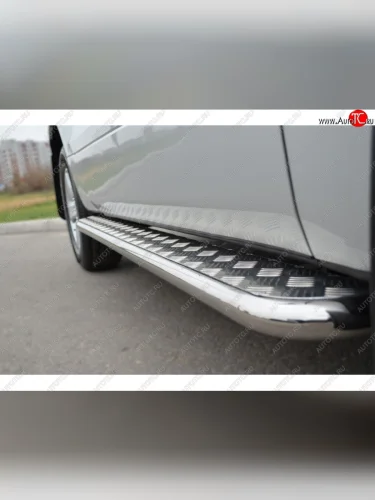 Широкая защита порогов с трубой диаметром 42 мм 3 дв. SLITKOFF v2 Suzuki Grand Vitara  JT (2012-2016) 3 двери 2-ой рестайлинг