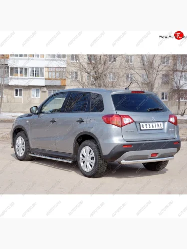 Одинарная защита заднего бампера из трубы диаметром 63 мм SLITKOFF Suzuki Vitara  LY (2015-2019) дорестайлинг