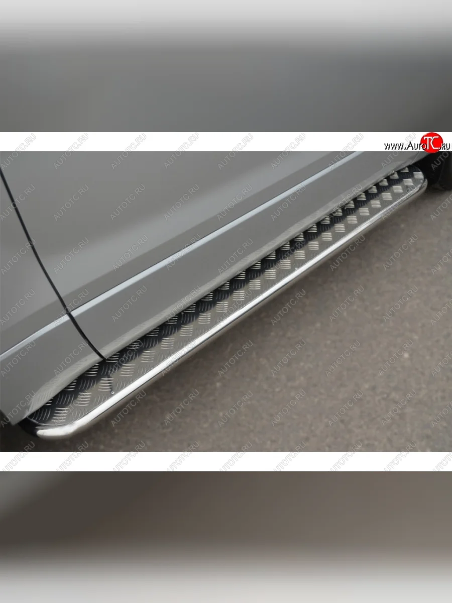 Широкая защита порогов с трубой диаметром 42 мм 3 дв. SLITKOFF v3 Suzuki Grand Vitara JT 3 двери 2-ой рестайлинг (2012-2016)  в Самаре Самарской области