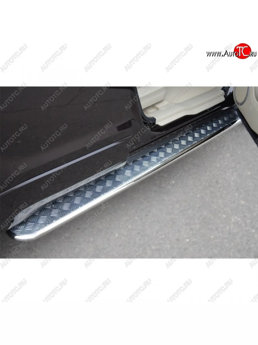 Широкая защита порогов с трубой диаметром 42 мм 5 дв. SLITKOFF v2 Suzuki Grand Vitara JT 5 дверей 2-ой рестайлинг (2012-2016)  в Воронеже Воронежской области