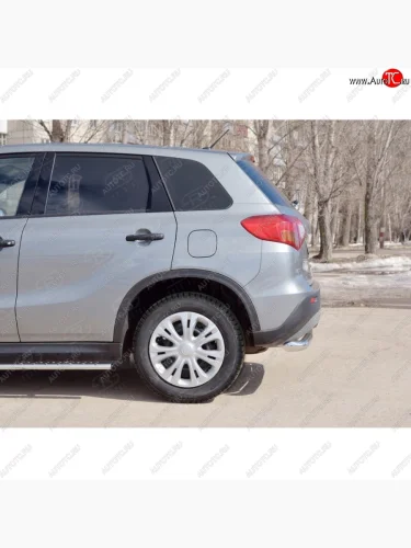 Одинарная защита заднего бампера из трубы диаметром 63 мм SLITKOFF Suzuki Vitara  LY (2015-2019) дорестайлинг
