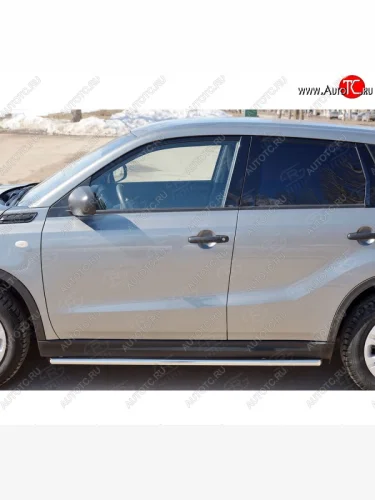 Защита порогов SLITKOFF из круглой трубы диаметром 42 мм v1 Suzuki Vitara  LY (2015-2025) дорестайлинг, рестайлинг