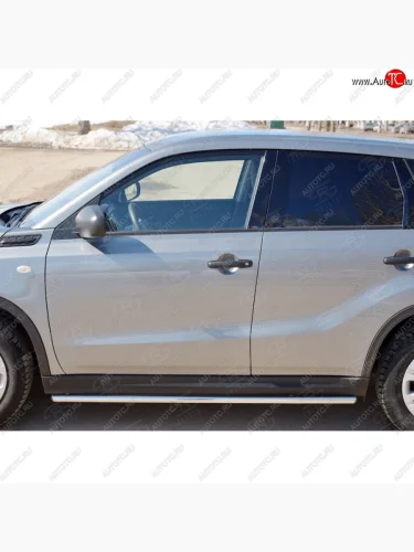 Защита порогов SLITKOFF из круглой трубы диаметром 42 мм v3 Suzuki Vitara  LY (2015-2025) дорестайлинг, рестайлинг