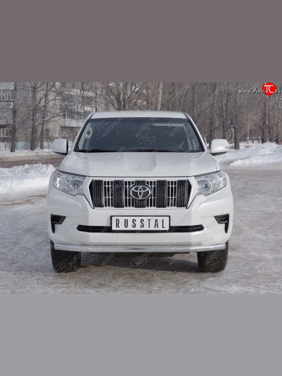 Защита переднего бампера (Ø63 мм, нержавейка) SLITKOFF  Toyota Land Cruiser Prado (2017-2020) J150  в Самаре Самарской области
