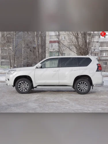 Защита порогов (Ø42 мм, нержавейка) SLITKOFF Toyota Land Cruiser Prado  J150 (2017-2020) 2-ой рестайлинг