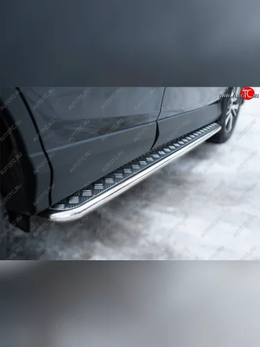 Пороги труба d42 с листом (Лист алюм,проф.сталь)(v2) SLITKOFF Toyota RAV4  XA40 (2015-2019) 5 дв. рестайлинг