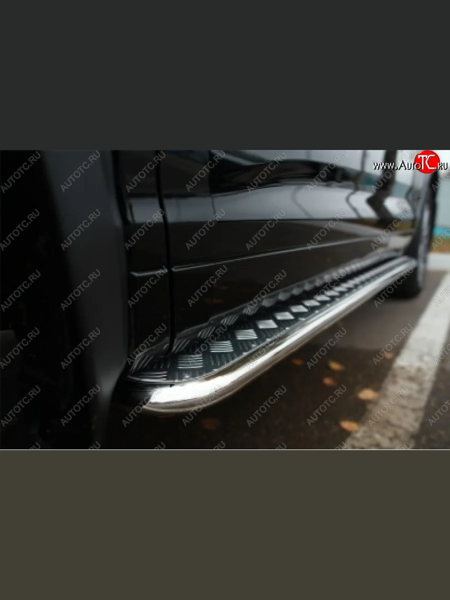 Широкая защита порогов с трубой диаметром 42 мм SLITKOFF v3 Toyota Highlander XU50 дорестайлинг (2013-2017)  в Самаре Самарской области