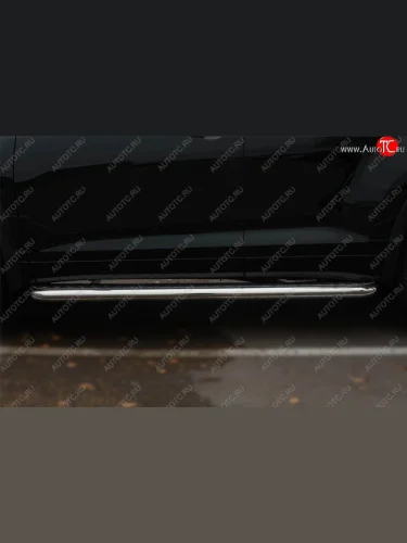 Порожки для ног (Ø63) SLITKOFF (лист - нержавейка, профиль - нержавейка) Toyota Highlander  XU50 (2013-2017) дорестайлинг