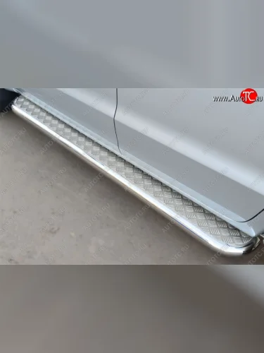 Порожки для ног (труба Ø63) SLITKOFF (лист - алюминий, профиль - сталь) Volkswagen Amarok (2009-2016) дорестайлинг