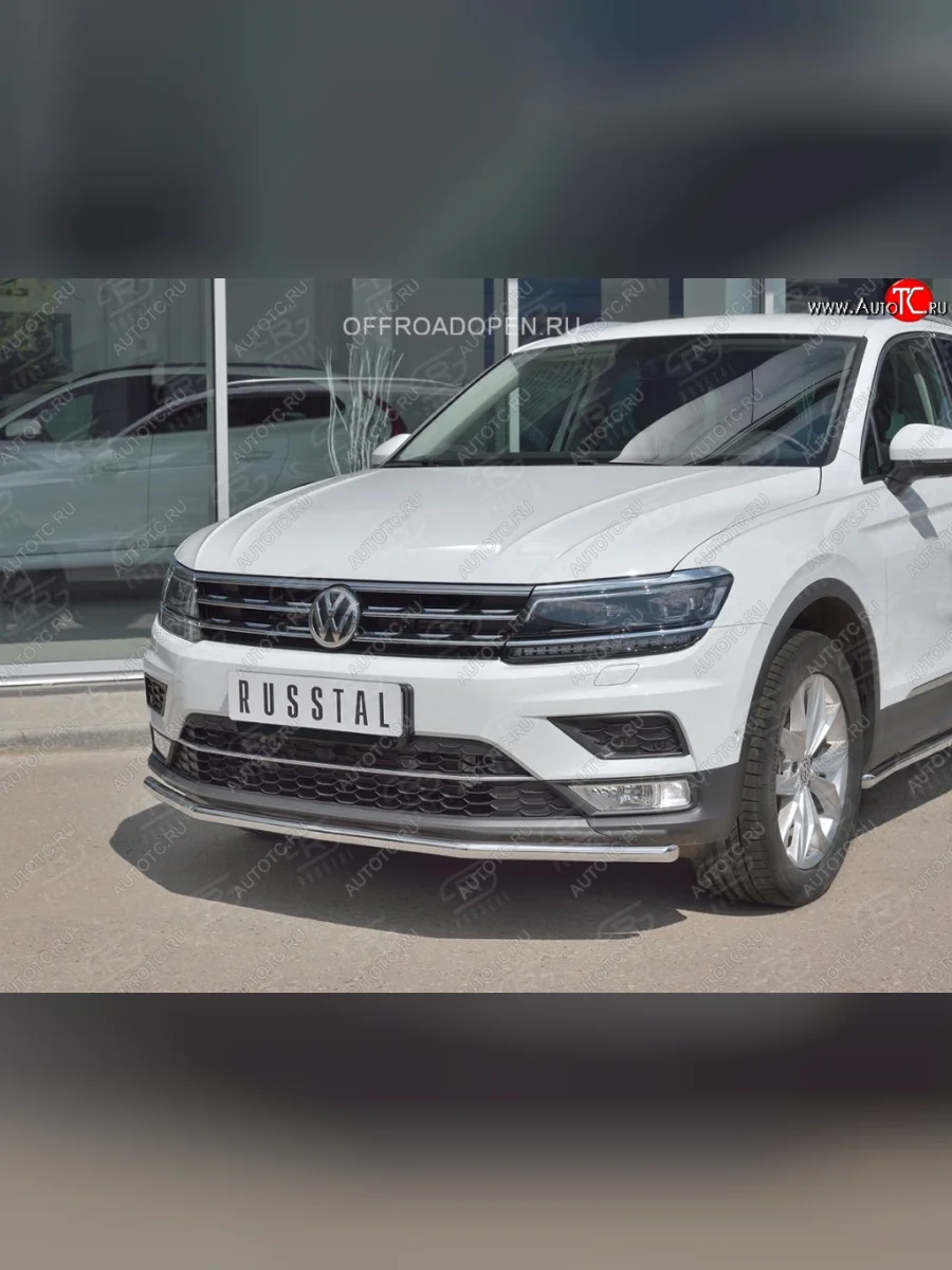 Защита переднего бампера (Ø42 мм, нержавейка, NOT OFF ROAD) SLITKOFF  Volkswagen Tiguan (2016-2020) Mk2  в Самаре Самарской области