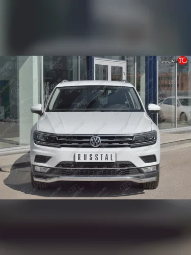 Защита переднего бампера (Ø63 мм волна, нержавейка) SLITKOFF Volkswagen Tiguan  Mk2 (2016-2020) дорестайлинг