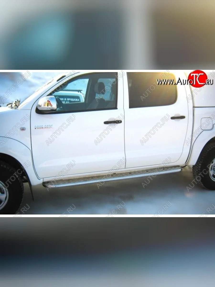 Широкая защита порогов с трубой диаметром 42 мм SLITKOFF v3  Toyota Hilux (2011-2016) AN20,AN30  В Кинешме Ивановской области