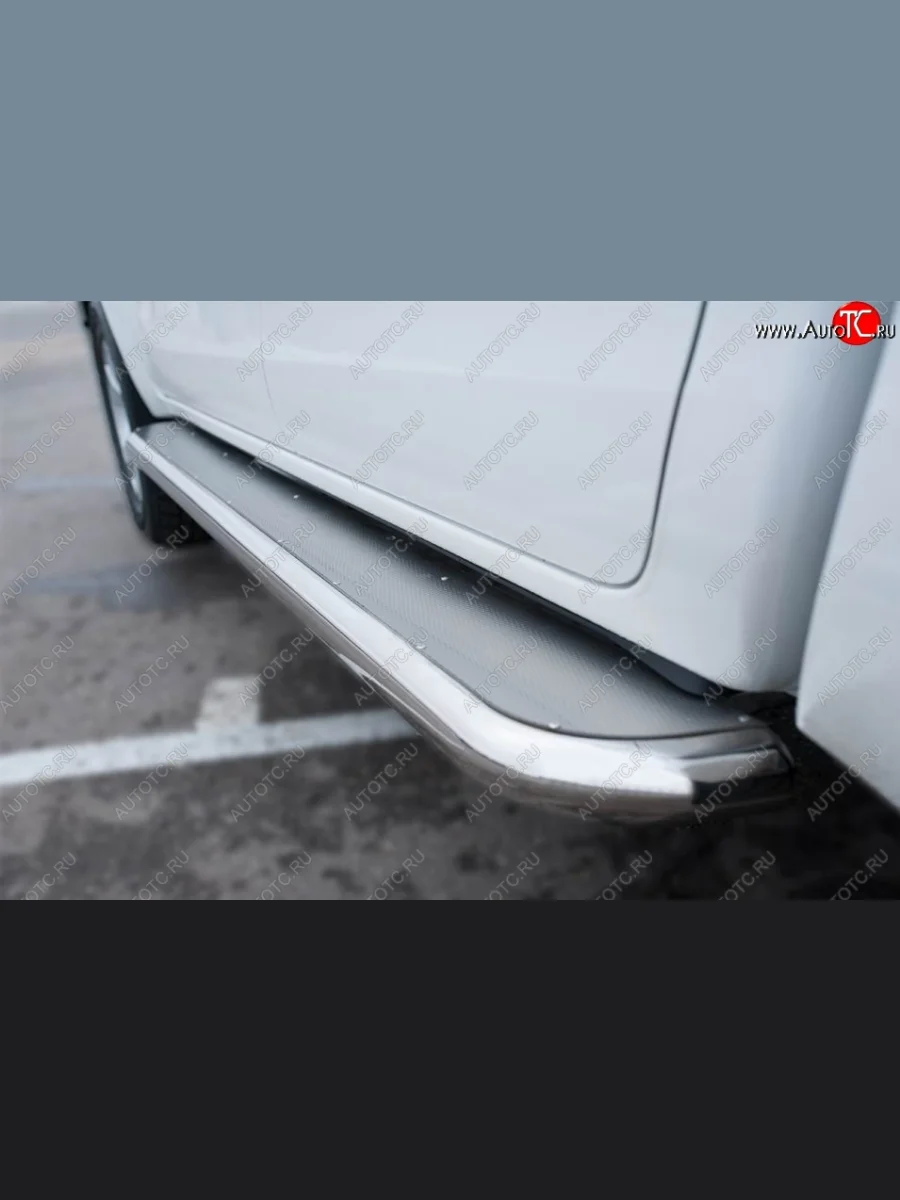 Порожки для ног (труба Ø63) SLITKOFF Toyota Hilux AN120 дорестайлинг (2016-2020) (лист - нержавейка, профиль - нержавейка)  в Воронеже Воронежской области