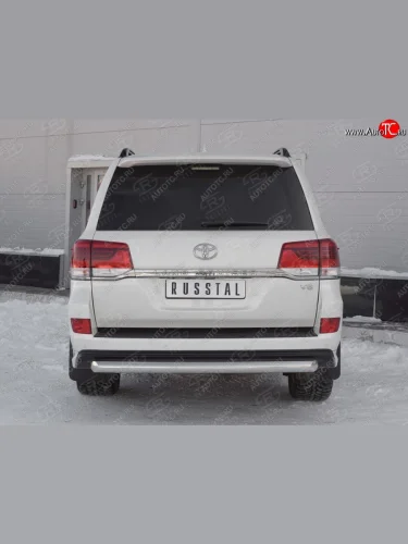 Одинарная защита заднего бампера из трубы диаметром 76 мм SLITKOFF Toyota Land Cruiser  200 (2015-2021) 2-ой рестайлинг