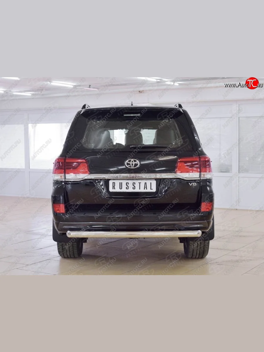 Защита заднего бампера (Ø76 мм, нержавейка) SLITKOFF Toyota Land Cruiser 200 2-ой рестайлинг (2015-2021)  в Воронеже Воронежской области