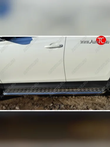 Широкая защита порогов с трубой диаметром 42 мм SLITKOFF v2 Toyota RAV4  XA40 (2012-2015) 5 дв. дорестайлинг