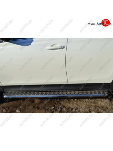 Широкая защита порогов с трубой диаметром 42 мм SLITKOFF v3 Toyota RAV4  XA40 (2012-2015) 5 дв. дорестайлинг