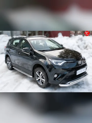 Широкая защита порогов с трубой диаметром 42 мм SLITKOFF v3 Toyota RAV4  XA40 (2015-2019) 5 дв. рестайлинг