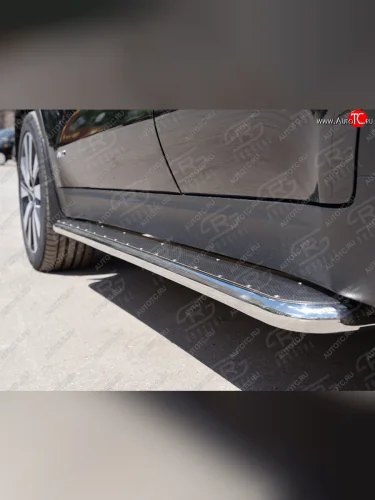 Широкая защита порогов с трубой диаметром 42 мм SLITKOFF v3 Toyota Venza  GV10 (2012-2016) рестайлинг