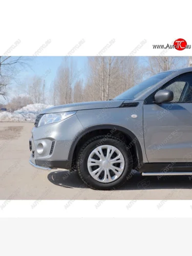 Одинарная защита переднего бампера диаметром 42 мм SLITKOFF Suzuki Vitara  LY (2015-2019) дорестайлинг