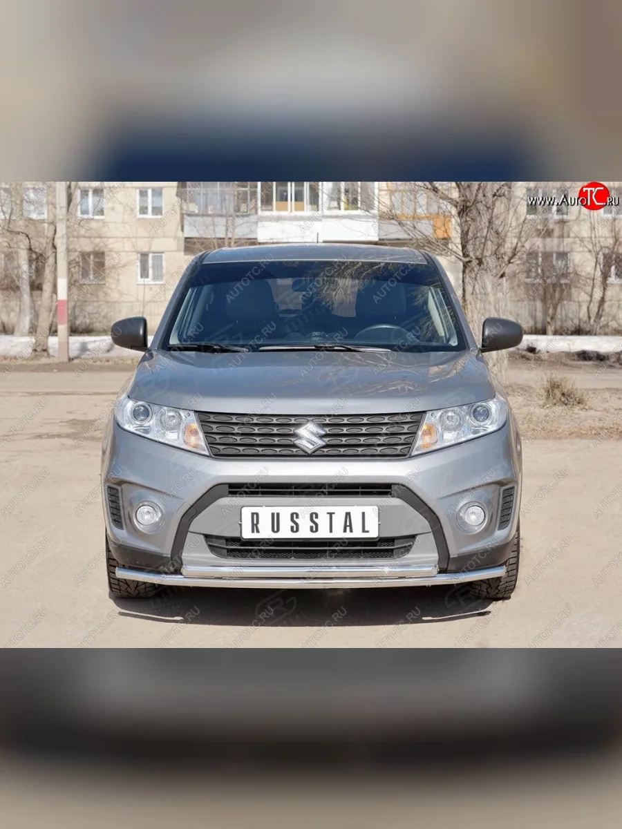 Защита переднего бампера (2 трубыØ42 мм, нержавейка) SLITKOFF  Suzuki Vitara (2015-2019) LY  в Самаре Самарской области
