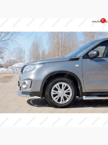 Одинарная защита переднего бампера диаметром 63 мм SLITKOFF Suzuki Vitara  LY (2015-2019) дорестайлинг