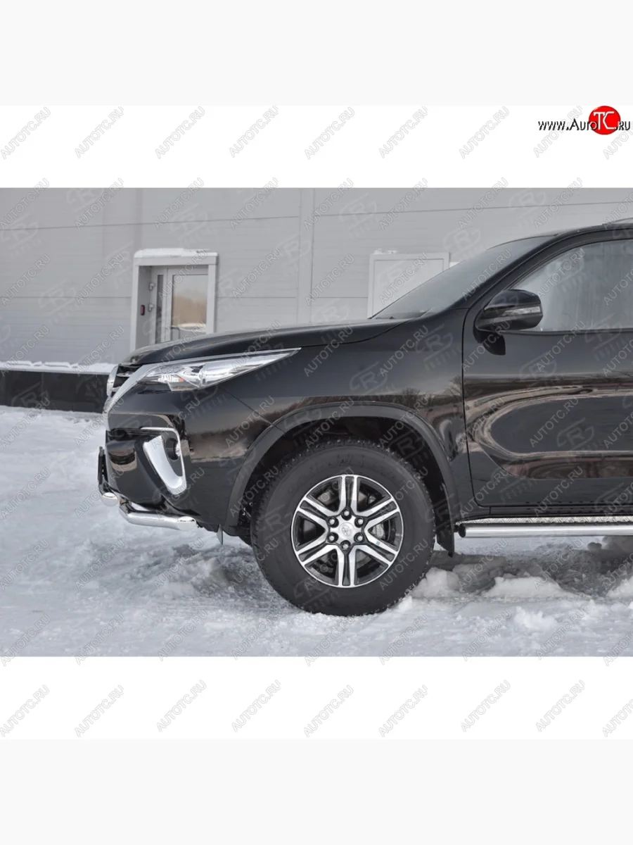 Защита переднего бампера (2 трубыØ63 мм, нержавейка) SLITKOFF  Toyota Highlander (2013-2017) XU50  в Перми Пермском крае