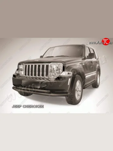 Защита переднего бампера из труб d76+d57 Slitkoff (двойная) Jeep Cherokee  KK (2007-2014)