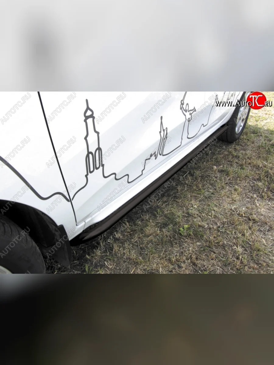 Защита порогов Slitkoff Лада ВАЗ XRAY (2016-2022) (Цвет: серебристый)  в Керчи Республика Крым