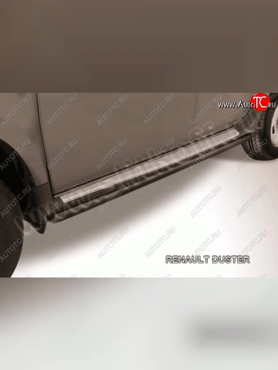 Защита порогов Slitkoff Renault Duster HS дорестайлинг (2010-2015) (Цвет: серебристый)  в Самаре Самарской области