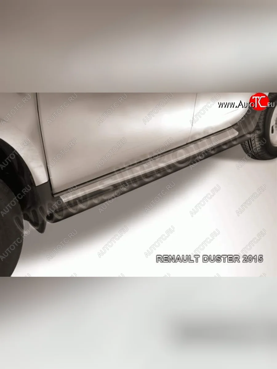 Защита порогов Slitkoff Renault Duster HS рестайлинг (2015-2021) (Цвет: серебристый)  в Перми Пермском крае