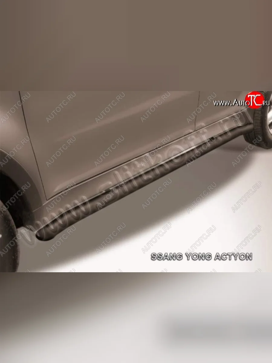 Защита порогов Slitkoff SSANGYONG Actyon дорестайлинг (2010-2013) (Цвет: серебристый)  в Керчи Республика Крым