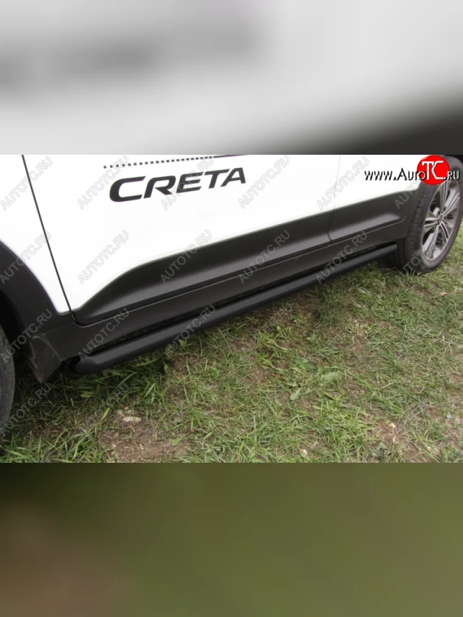 Защита порогов из труб d57 Slitkoff Hyundai Creta GS дорестайлинг (2015-2019) (Цвет: серебристый)  в Керчи Республика Крым