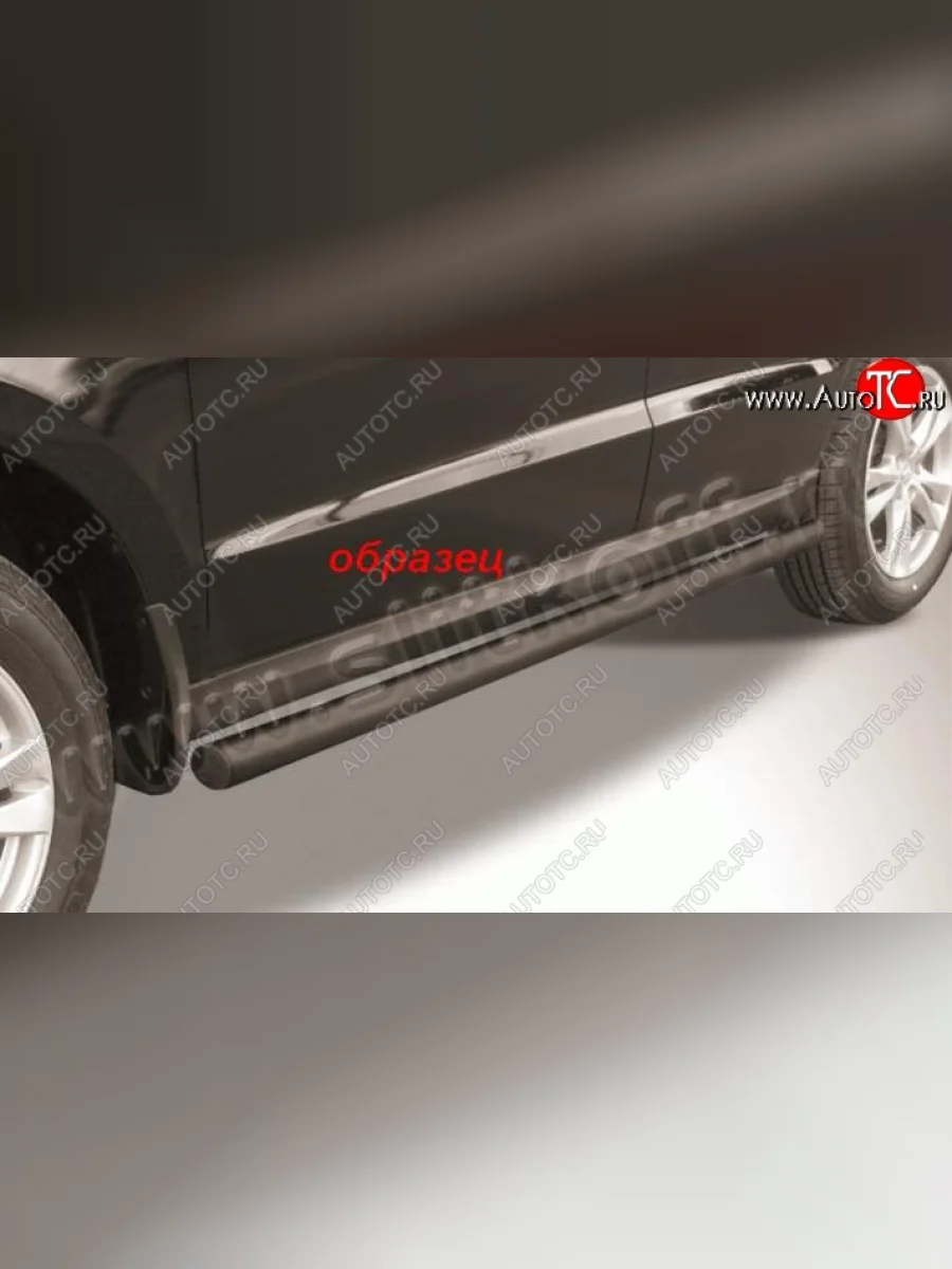 Защита порогов из трубы d57 Slitkoff  Hyundai Tucson (2010-2017) LM (Цвет: серебристый)  в Самаре Самарской области