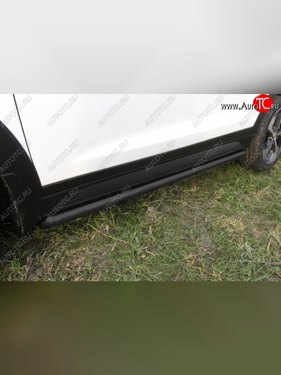 Защита порогов из трубы d57 Slitkoff  Hyundai Tucson (2015-2018) TL (Цвет: серебристый)  в Самаре Самарской области