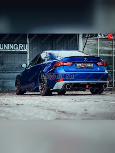Диффузор заднего бампера MV tuning (со стоп сигналом и килями) Lexus IS250  XE30 седан (2013-2016) дорестайлинг